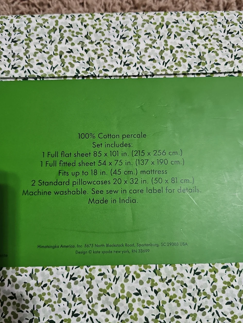 NWT Kate Spade Full Sheets Set Cotton 4 Piece Fitted Flat & Pillowcases